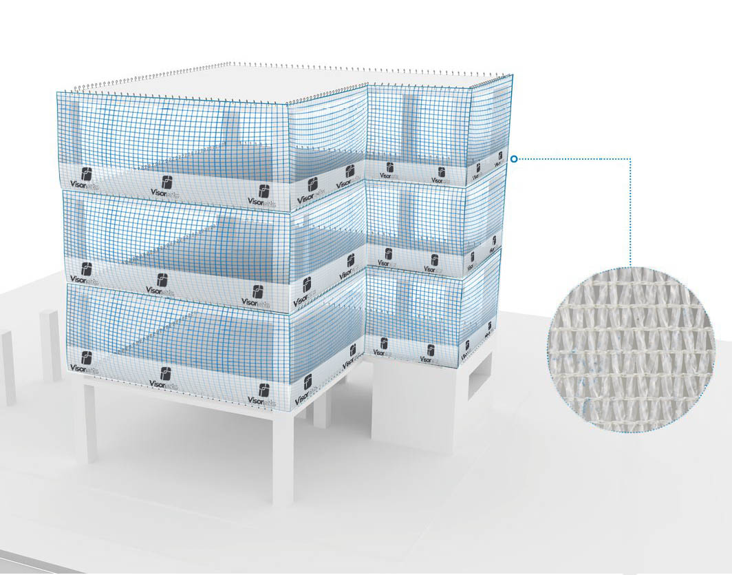 Movable Net Protection System temporary scaffolding net for edge protection systems - Visornets ...