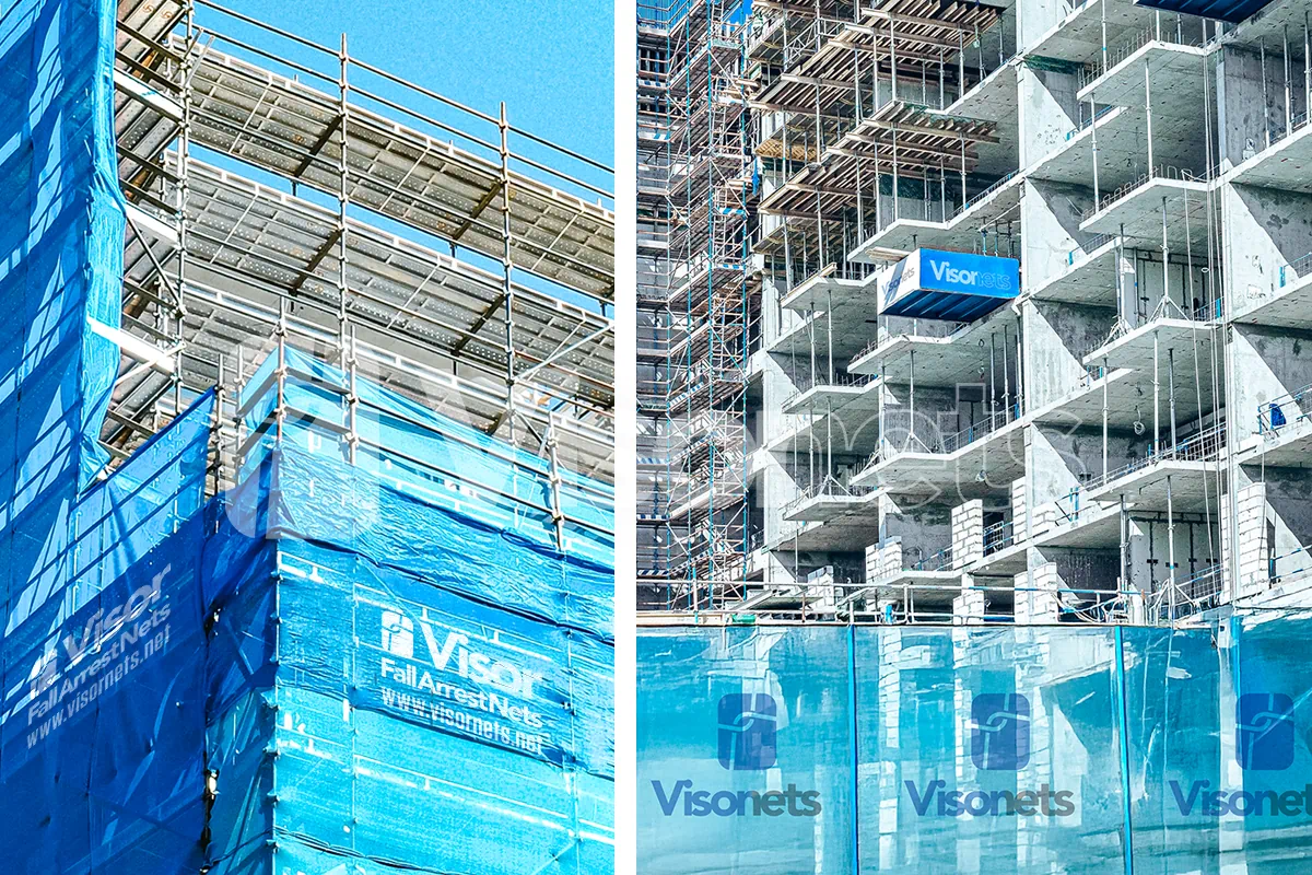 Visornets Debris meshes scaffolding - Cover meshes - Custom printed logo - VISOR FALL ARREST NETS